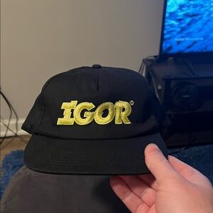 Golf Wang Black Cap with Neon Yellow Igor Logo